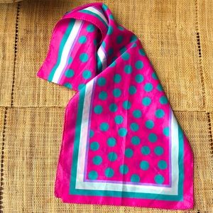 Vintage long polka dot and color block scarf